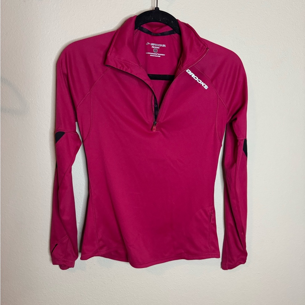 Brooks Pink 1/4 Zip Running Pullover XS